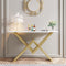 Elegant Modern Console Table – White Top & Gold Base | Narrow Entryway Accent | Trufairs