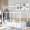(Slats are not included) Twin Size Wood Bed House Bed Frame with Fence; for Kids; Teens; Girls; Boys