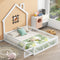 DreamHouse Full Bed – White Wood House Platform with Guardrail | Kids Safe Sleep | Trufairs