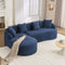 Compression Sponge L-Shape Sectional Sofa with Curved Chaise, Blue Modular Chenille Couch No Assembly Required, 30D High-Density for Living Room Bedroom Apartment Lounge.
