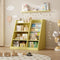 Yellow Wooden Toy Storage Organizer Cabinet Kids Bookshelf Children Bookcase Toddler Baby Sling Book Rack Adjustable Shelf for Playroom Bedroom Nursery Hallway School Kindergarten Living Roomy