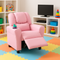 Premium PU Leather Kids Recliner Chair with Front Footrest & Cup Holder - Solid Wood Frame Children's Furniture for Ages 2-12