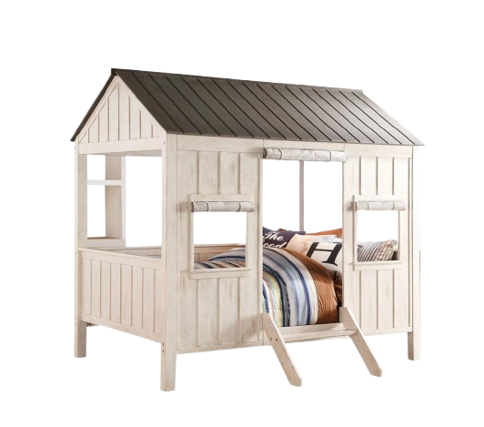 White Solid Wood Full House Bed