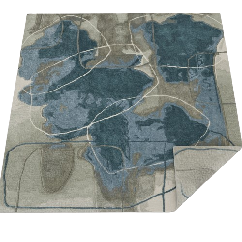 10' X 14' Blue and Gray Abstract Hand Tufted Area Rug