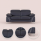 Navy Blue Italian Leather Sofa and Loveseat Set with Coil Spring Construction