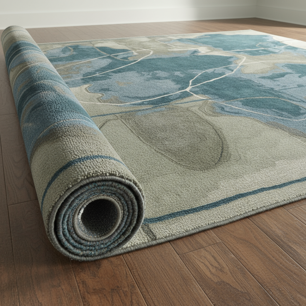 10' X 14' Blue and Gray Abstract Hand Tufted Area Rug