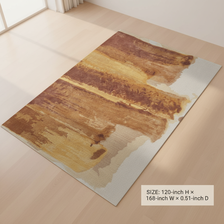 Transitional Abstract Red/Orange/Ivory Area Rug