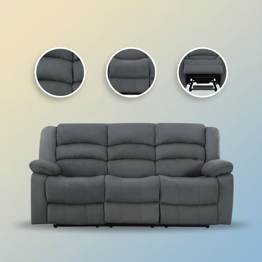40" Contemporary Grey Fabric Sofa