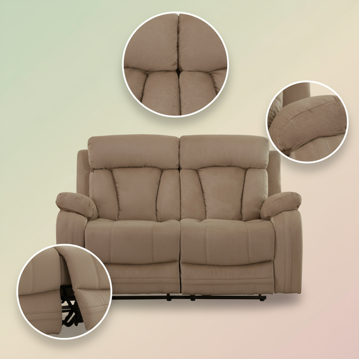 63" Beige Leather Match Recliner