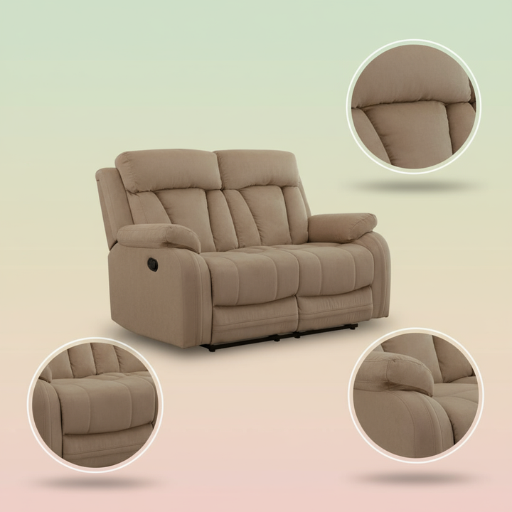 63" Beige Leather Match Recliner