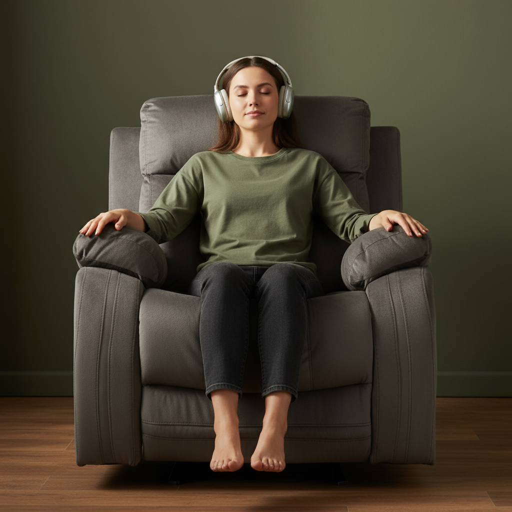 Premium Brown Microsuede Manual Recliner Chair with Steel Base - Contemporary Single-Seat Glider Reclining Chair for Modern Living Room