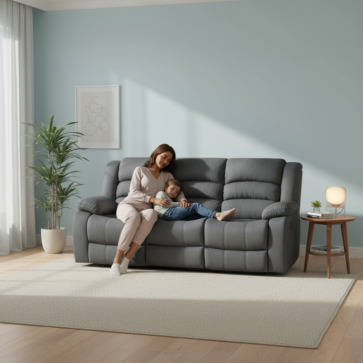 40" Contemporary Grey Fabric Sofa
