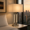 Elegant  Chrome & Acrylic Table Lamp with Linen Shade