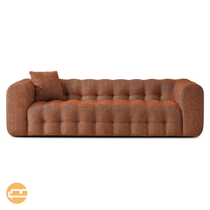 Eden Modern Tufted Chesterfield Boucle Fabric Sofa Orange