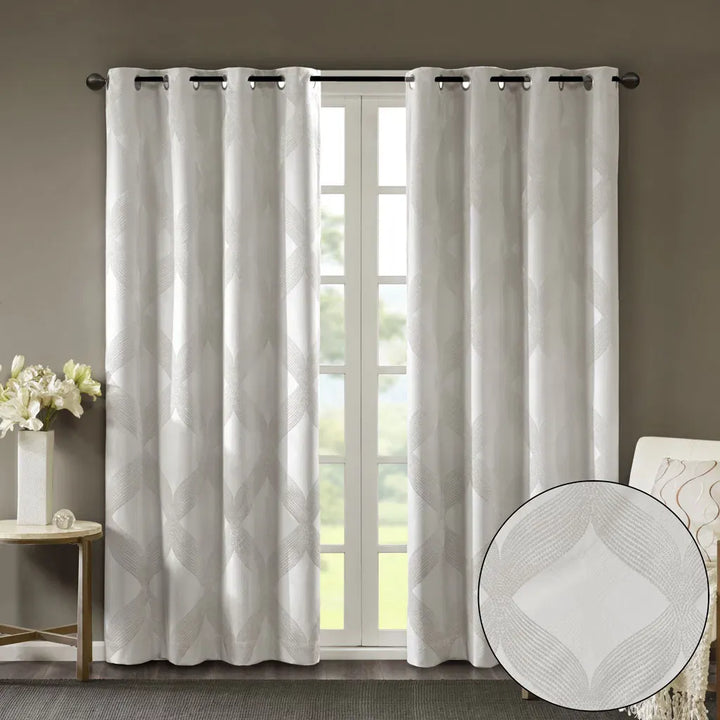 Ogee Knitted Jacquard Total Blackout Curtain Panel(Only 1 Pc Panel)
