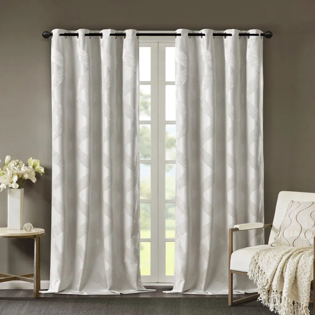 Ogee Knitted Jacquard Total Blackout Curtain Panel(Only 1 Pc Panel)