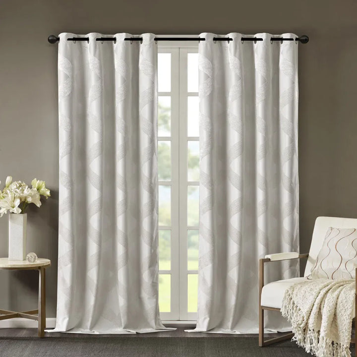 Ogee Knitted Jacquard Total Blackout Curtain Panel(Only 1 Pc Panel)
