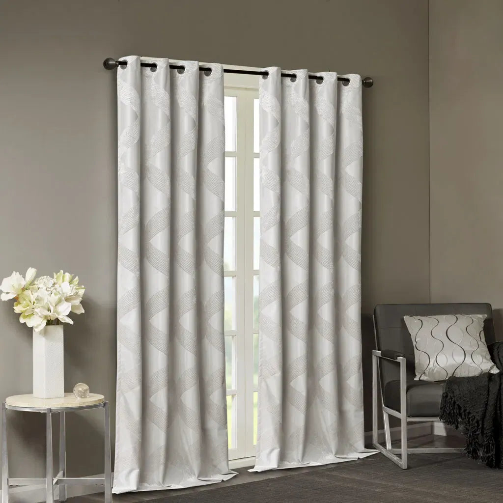Ogee Knitted Jacquard Total Blackout Curtain Panel(Only 1 Pc Panel)