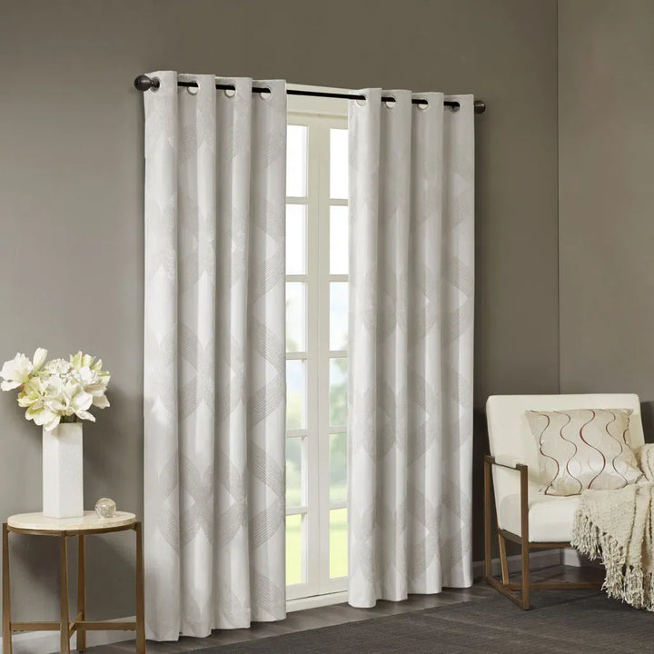Ogee Knitted Jacquard Total Blackout Curtain Panel(Only 1 Pc Panel)