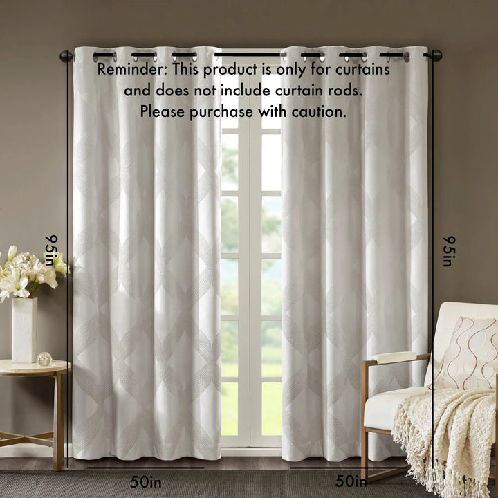Ogee Knitted Jacquard Total Blackout Curtain Panel(Only 1 Pc Panel)