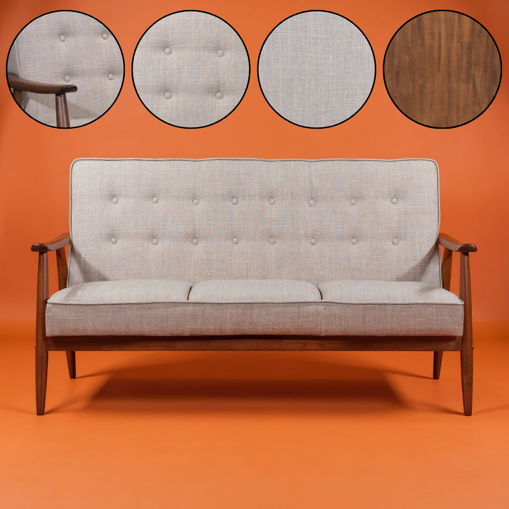 Rocky Sofa PuttyRocky Sofa Putty – Sleek Mid-Century Modern Comfort | Sofa | Trufairs