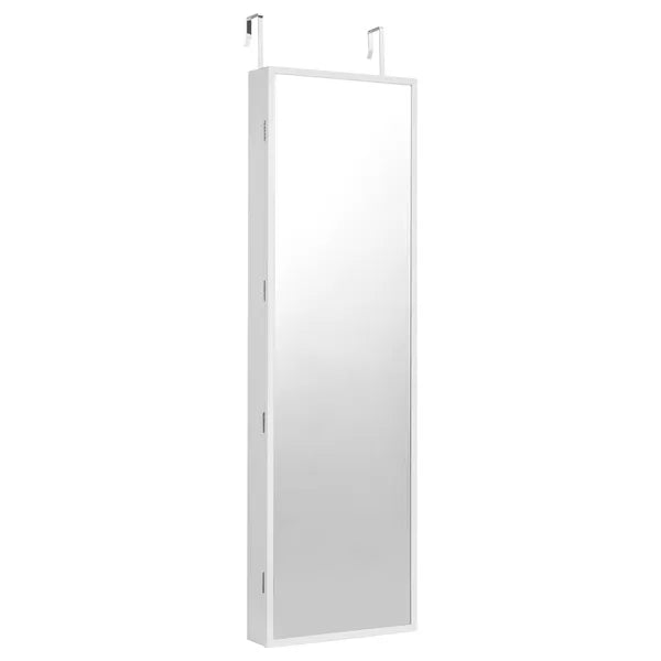 VEVOR Mirror Jewelry Cabinet 47.05in Lockable Wall or Door Mounted Armoire White