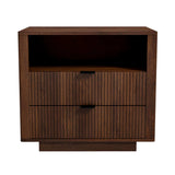 Lola Mid Century Modern Walnut Nightstand 2-Drawer Bed Side Table