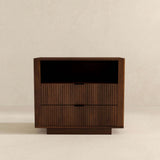 Lola Mid Century Modern Walnut Nightstand 2-Drawer Bed Side Table