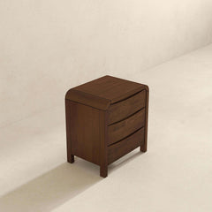 Lionel Mid Century Modern Solid Wood Nightstand 3-Drawer Bed Side Table