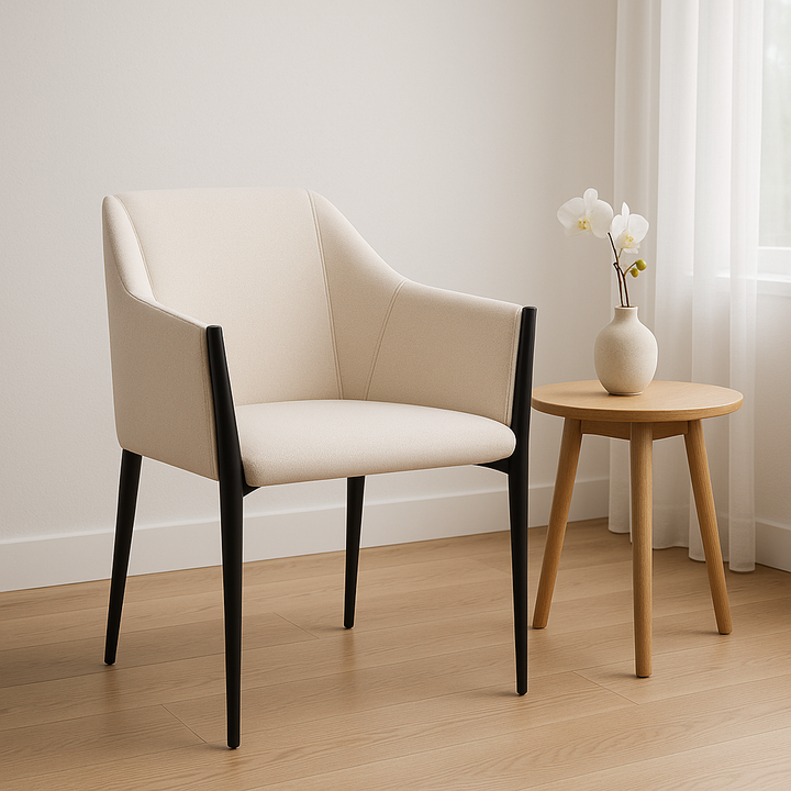 Andover Dining Chair: Modern Fabric Steel Frame Chair with Powder Coated Finish