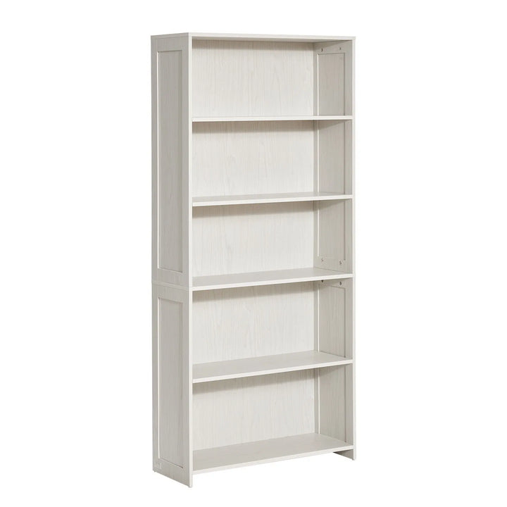 5 Tiers Wide Bookshelf 68" Wooden Freestanding Open Bookcase Shelf White