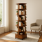 360° Rotating Bookshelf – 6-Tier Corner Bookcase with Wheels, Space-Saving Vertical Storage Rack | Trufairs