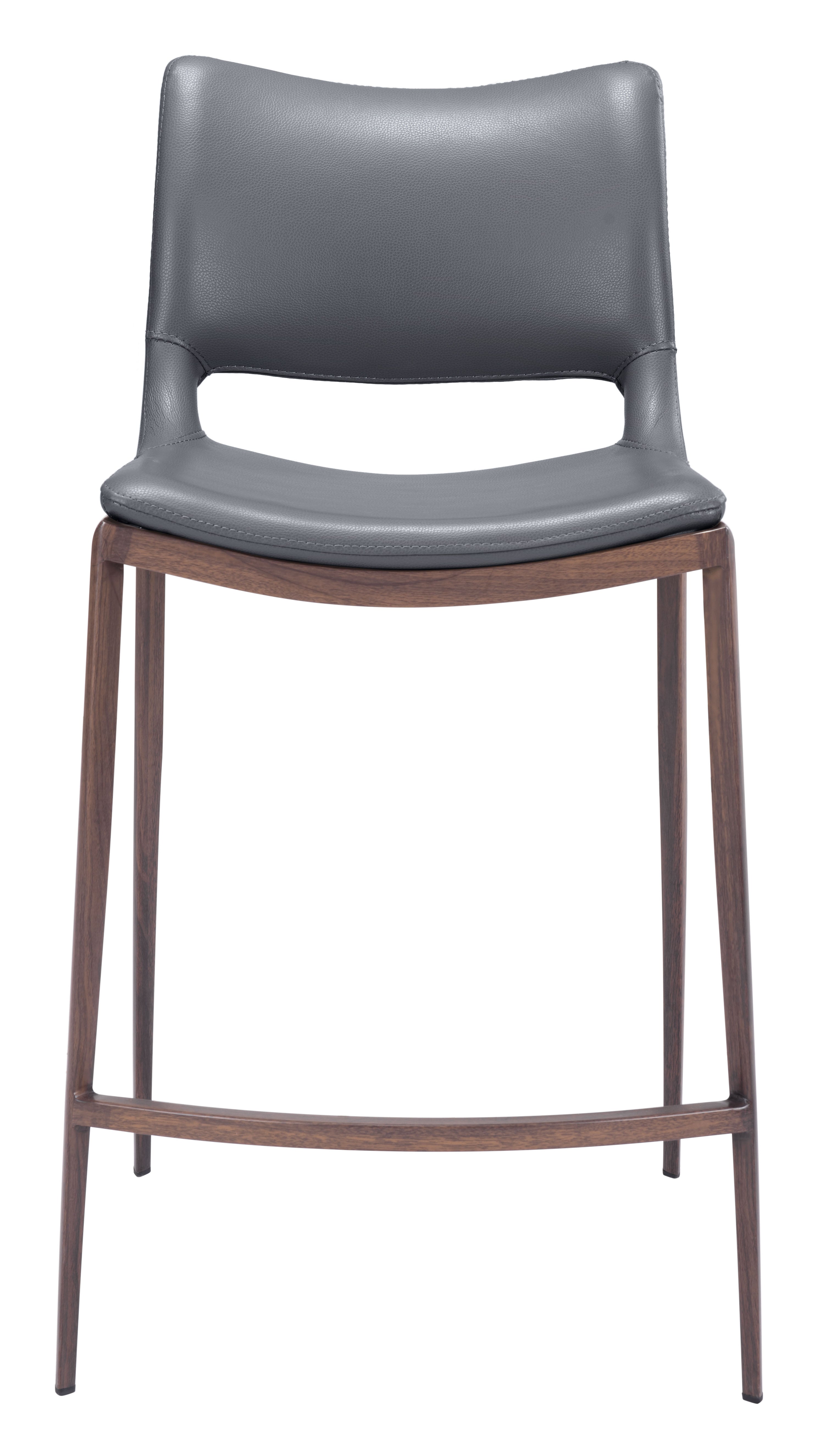 Ace Counter Stool (Set of 2) Dark Gray & Walnut