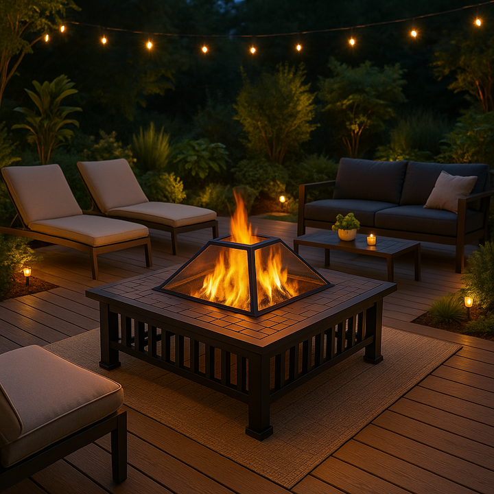 Premium Wood-Burning Fire Pit Table with Complete Accessory Package
