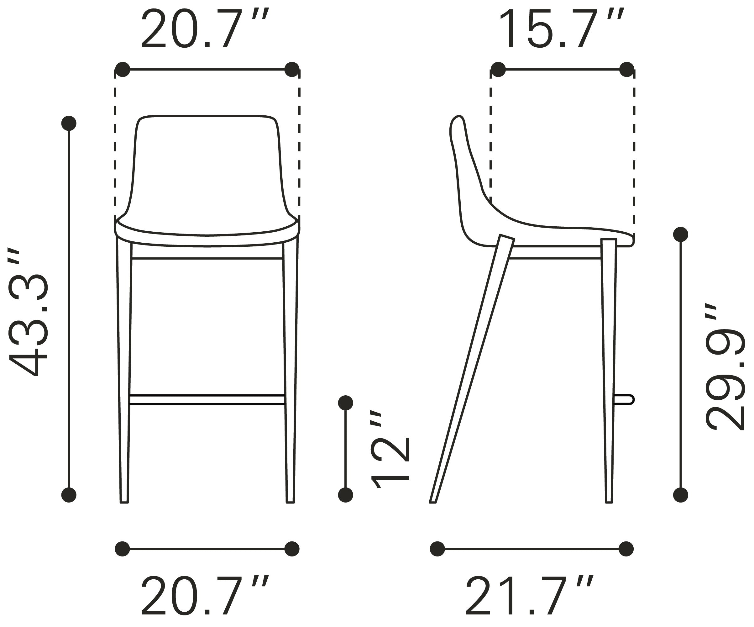 Magnus Barstool (Set of 2) Dark Gray & Black