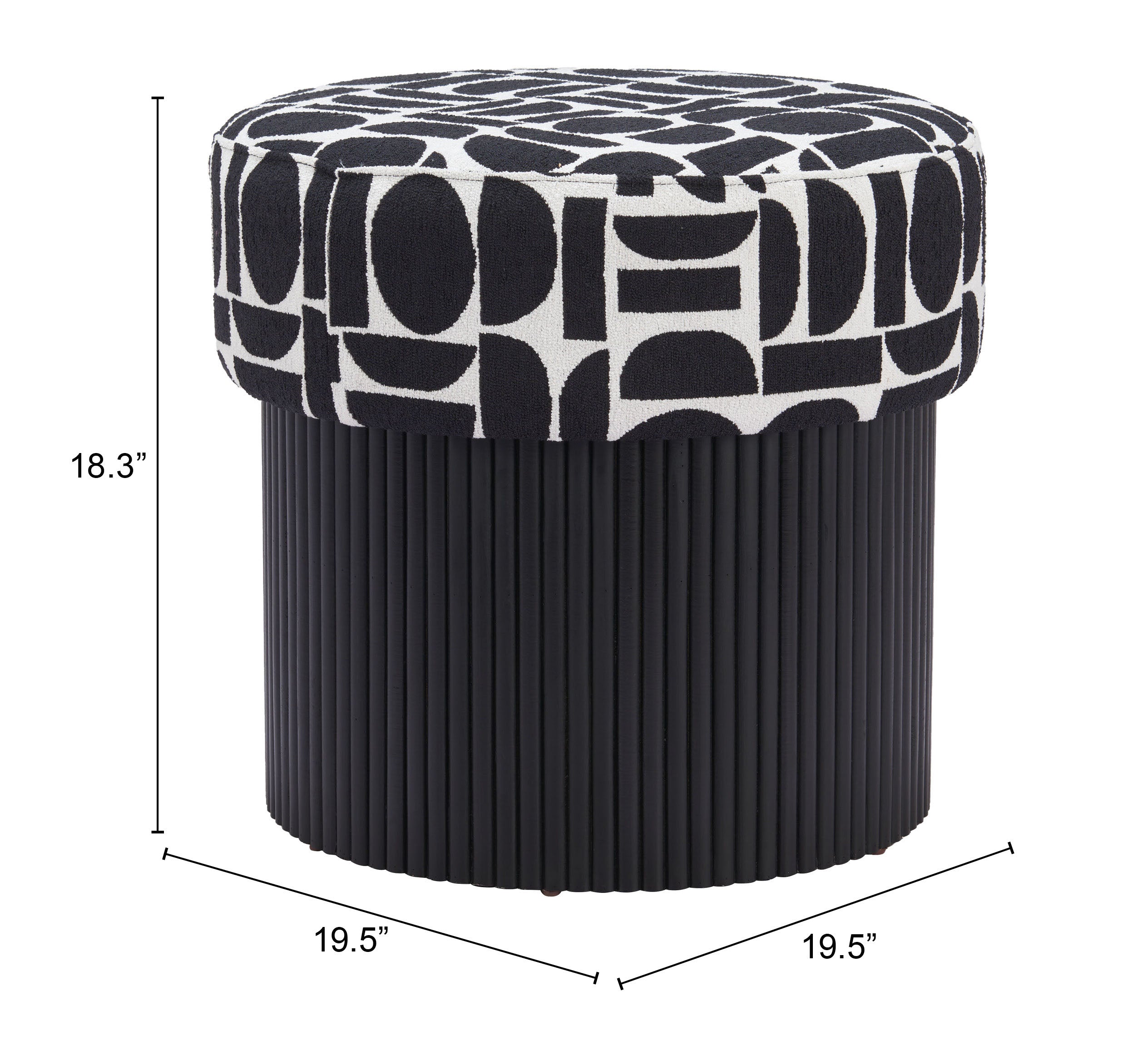 Boto Storage Ottoman Black & White