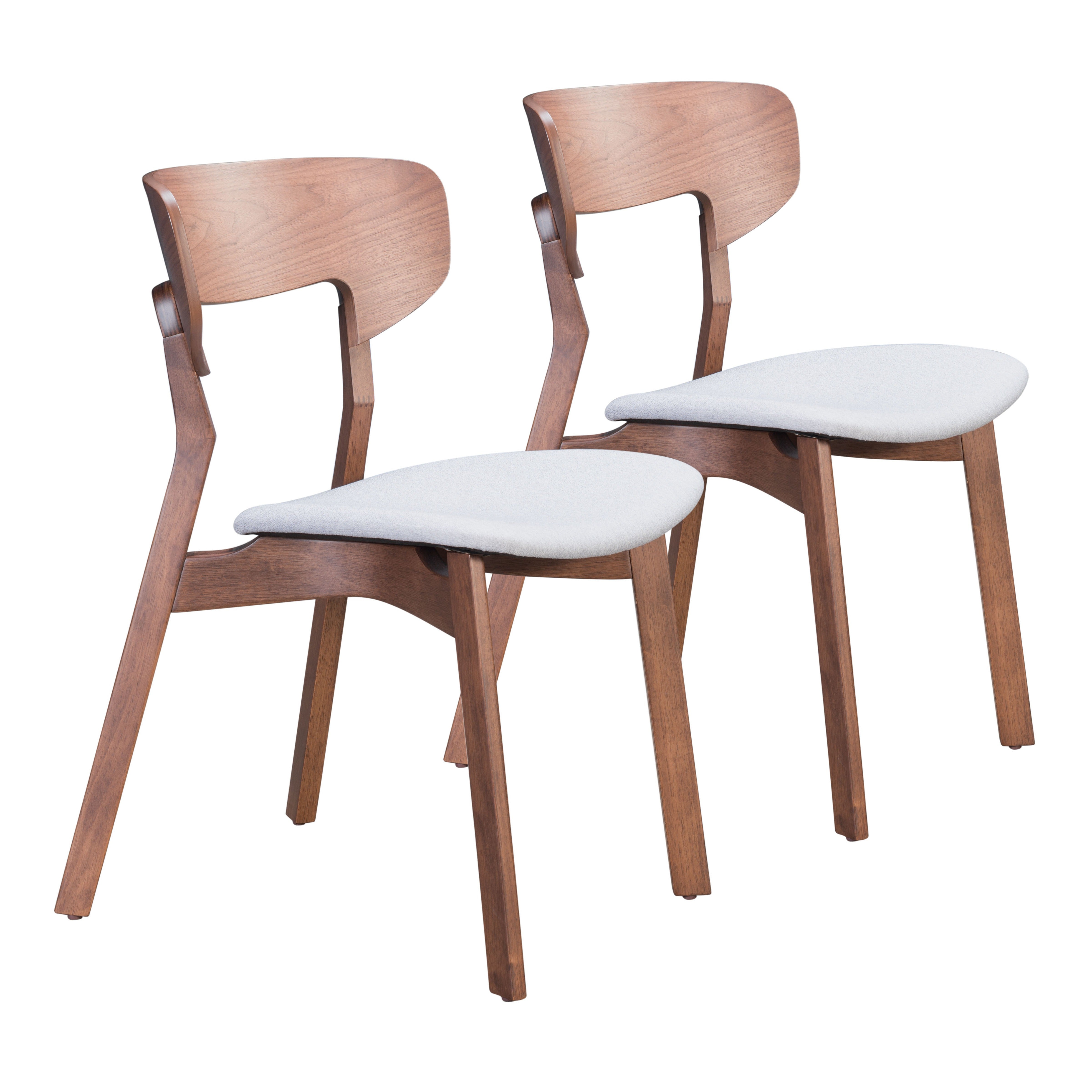 Russell Dining Chair (Set of 2) Walnut & Light Gray