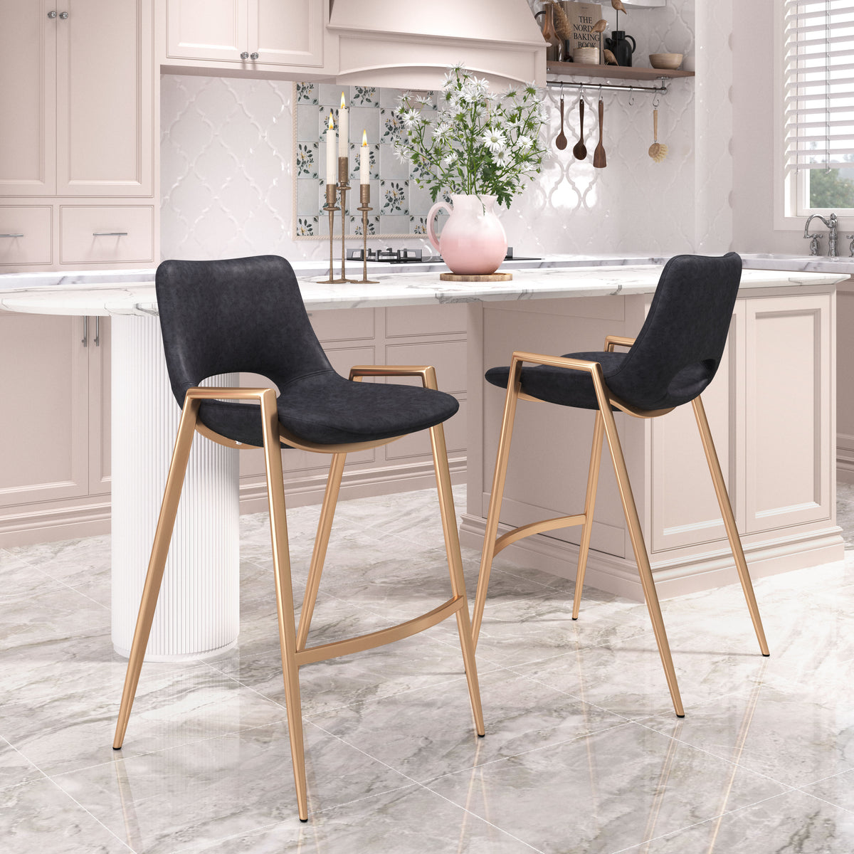 Desi Counter Stool Black & Gold