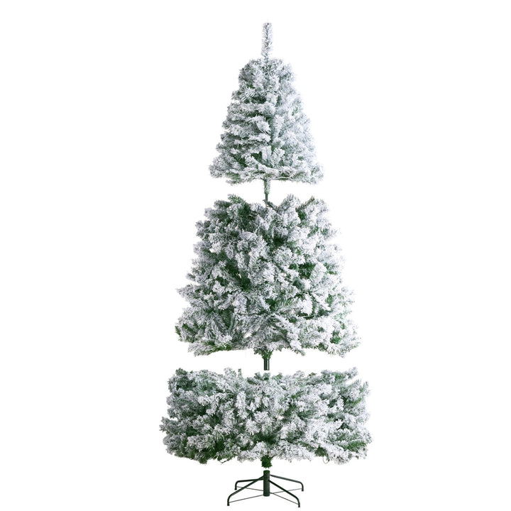 VEVOR Christmas Tree, 6.5ft Prelit Flocked Artificial Tree, Full Holiday Xmas Tree with 250 White LED Lights, 814 Branch Tips, Metal Base for Home Party Office Decoration