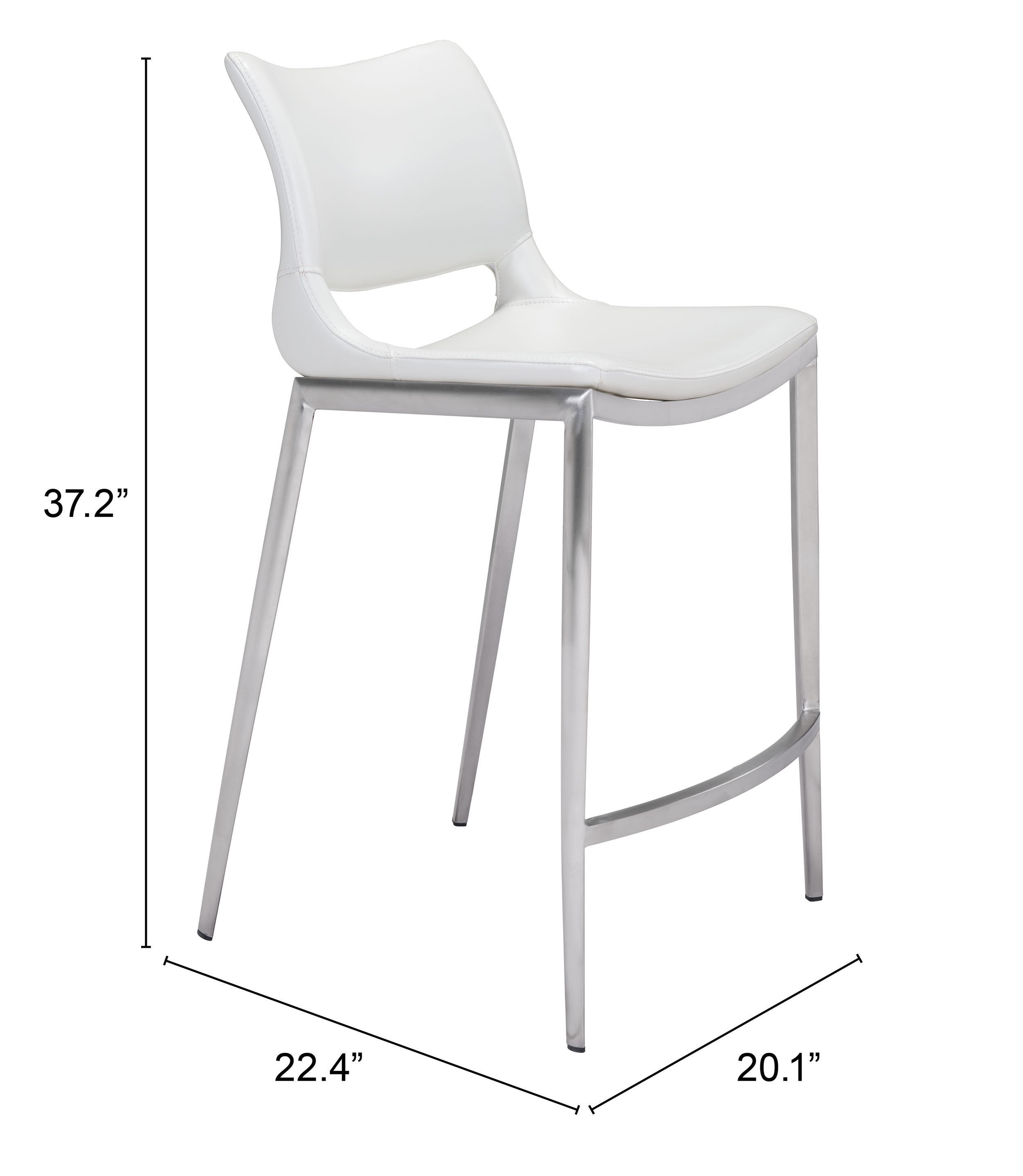 Ace Counter Stool White & Silver