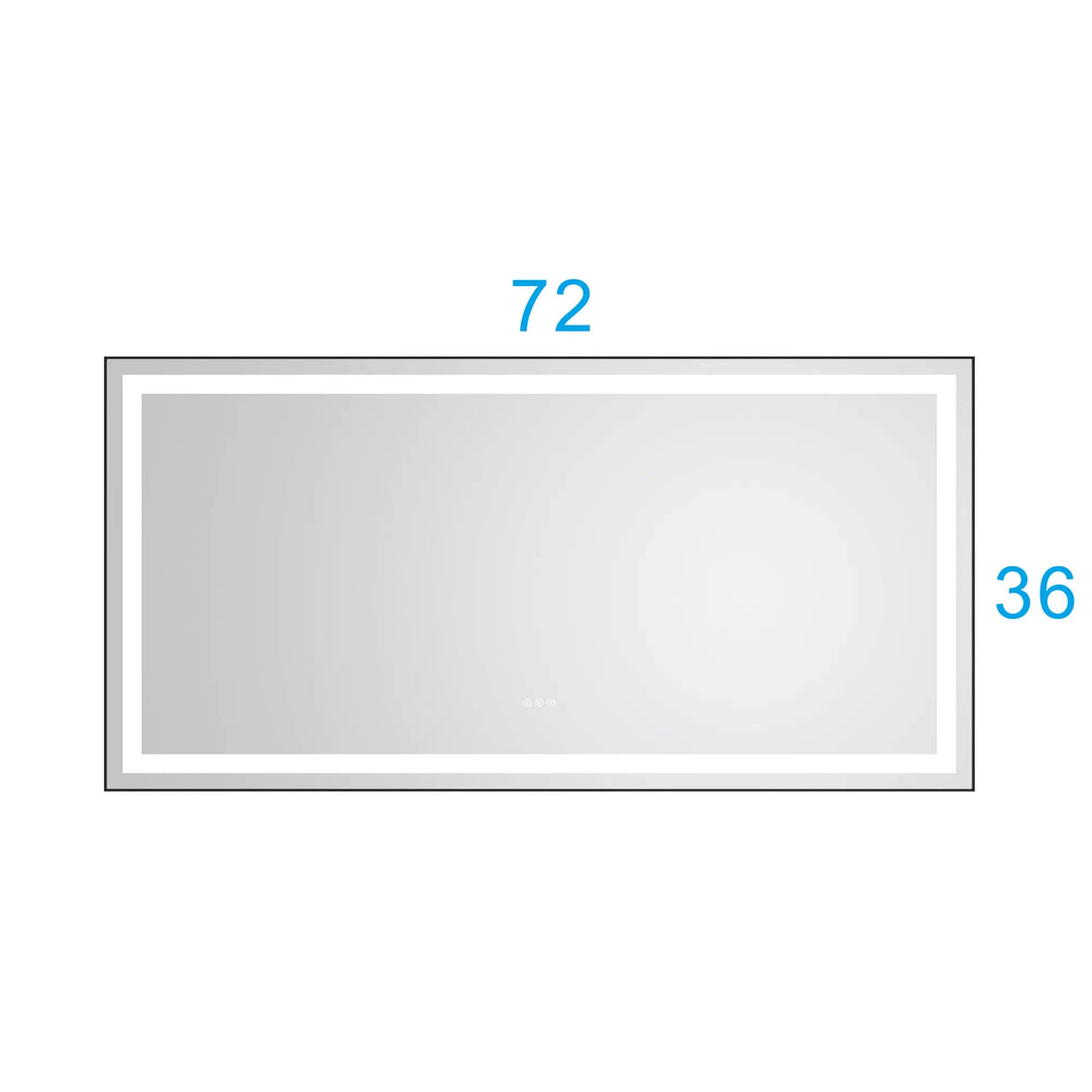 (ONLY FOR PICKUP) 72 in. W x 36 in. H Black Framed LED Single Bathroom Vanity Mirror in Polished Crystal Bathroom Vanity LED Mirror with 3 Color Lights Mirror for Bathroom Wall