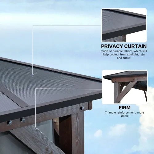 Exclusive 10' x 13' Hardtop Wood Gazebo - Premium Outdoor Framed Pavilion with Polycarbonate Double Roof