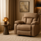 Premium Beige Microsuede Manual Recliner Chair with Steel Base - Contemporary Single-Seat Glider Reclining Chair for Modern Living Room