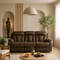 Premium Brown Microsuede Manual Recliner Sofa with Steel Base - Contemporary 3-Seat Glider Reclining Sofa for Modern Living Room