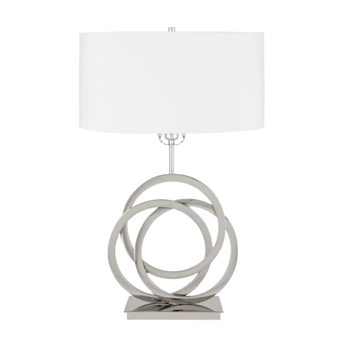 Chrome Circles Table Lamp  1 Light  USB Charger