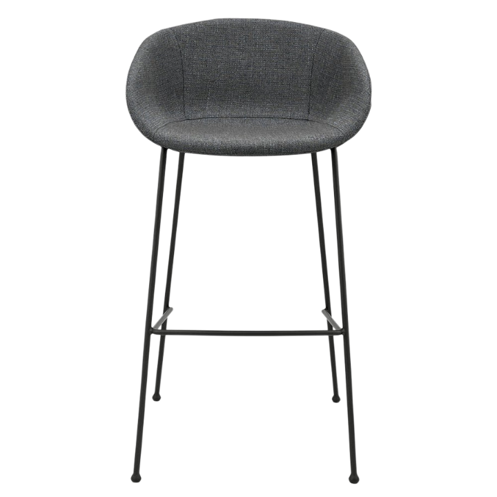 Metro Contemporary Bar Chair Set - Gray Fabric & Black Steel Frame (Set of 2