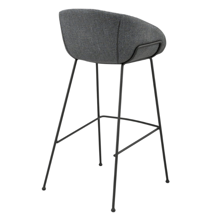 Metro Contemporary Bar Chair Set - Gray Fabric & Black Steel Frame (Set of 2