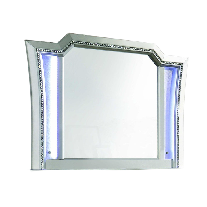 38" Champagne Abstract Wood Framed Mounted Dresser Mirror
