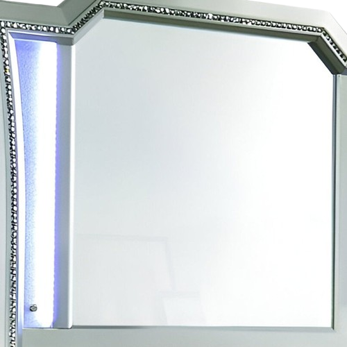 38" Champagne Abstract Wood Framed Mounted Dresser Mirror