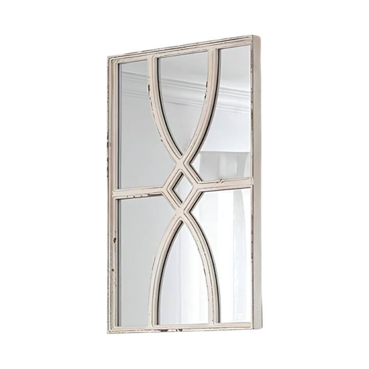 Set of Two White Wood Framed Accent Mirror